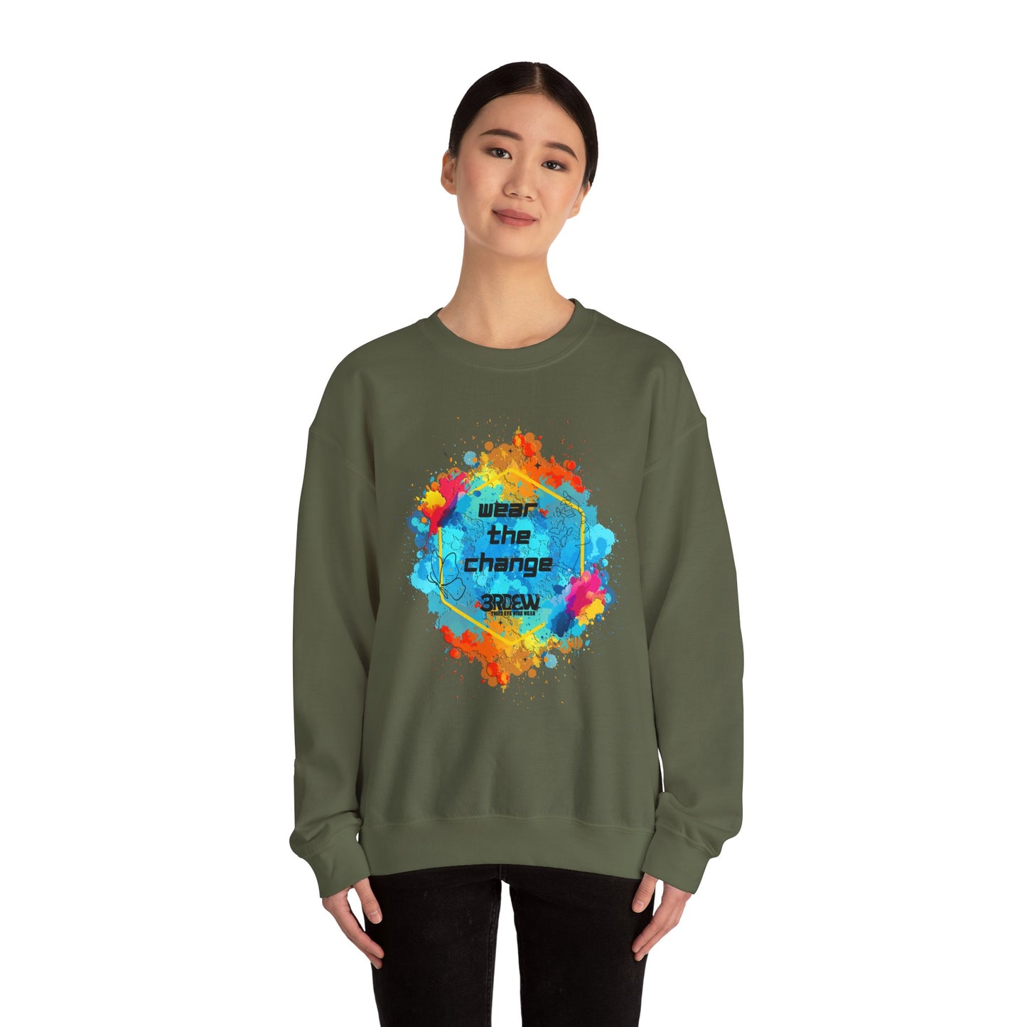 3RDEW² | Wear the Change | Third Eye Wide Wear | Unisex Heavy Blend Crewneck Sweatshirt